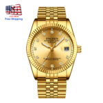 2022 Men’s Watch Relojes De Hombre Gold Stainless Classic Dial Steel Quartz US