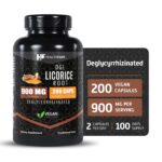 Licorice Root Capsules 900 mg 200 Count DGL Supplement Extract Ultra High Purity