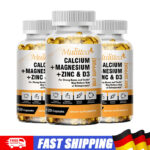 Calcium Magnesium Zinc Tablets – Vitamin D3 – Metabolism – Vegan 3 BOTTLES