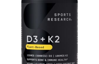 Vitamin D3 K2 – 5000iu of Vegan D3 & 100mcg of Vitamin K2 as MK7 – 60 Softgels