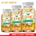 10/60/120PCS Vitamin K2 with D3 Capsules for Heart and Bone Health Supplement