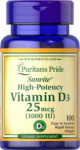 Puritan Pride – Vitamin D3 1000 Iu Softgels, 100 Count – FREE SHIP OFFER