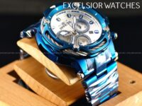 New Invicta 60mm Men’s BOLT Swiss Quartz Chronograph Blue IP SS White Dial Watch