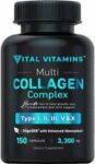 Vital Vitamins 3300mg Multi Collagen Capsules – 150 Count Exp 8/26