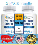 Collagen Peptides Pills Hydrolyzed Anti-Aging, Hair  (Types I,II,III,V,X) 2 PACK