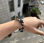 CHROME HEARTS STYLE CROSS SILVER APPLE WATCH BAND STEEL STRAP