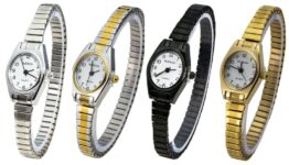 Blekon Collections Ladies Classic 19mm Oval Case Thin Stretch Band Watch