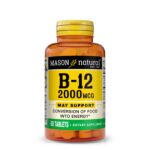 Mason Natural Vitamin B12 2000 mcg with Calcium – Nerve Function, 60 Tablets