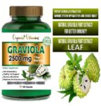 Graviola Capsules 2500mg 120 Pure Natural Soursop Capsules Leaves fruit Powder