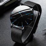 Men’s Fashion Ultra Thin Watches Business Stainless Steel Mesh Quartz Watch