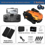 H98 Pro Orange Drone With HD Dual Camera and Obstacle Avoidance with 2 Batteries