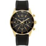 Bulova Men’s Marine Star Quartz Chronograph Black Silicone Watch 42MM 98A250