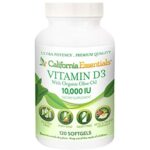 Vitamin D3 10,000 IU (250mcg) Organic Olive Oil (120 Softgels) FREE SHIPPING