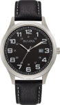 Bulova Mens Calendar Quartz Black Dial Leather Band Calendar Watch 42mm 96B276