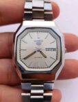 Vintage Seiko 5 Automatic 6309-5520 Day-Date Silve Dial SS Men’s Wristwatch 37mm