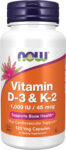 NOW Supplements, Vitamin D-3 & K-2, 1,000 IU/45 Mcg, plus Cardiovascular Support