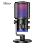 FIFINE USB Gaming Microphone with Noise Cancellation/RGB/Gain&Balance Knob,Condenser Mic for Streaming Podcasting-Ampligame AM6