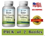 Biotin Capsules 60 Serv Pack Of 2 Hydrogenated Oil Free, Hydrolyzed