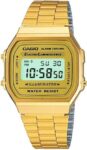 Casio A168WG-9A Unisex Gold Stainless Steel Digital Alarm Eliminator Light Watch