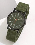 Mens Watch Green Nylon Strap Band Analog Quartz Fashion Watches Casual NEW