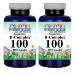 B-100 Vitamin Complex 800MG B1 B2 B3 B12 PABA Inositol 2X200 Caps – Time Release