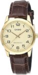 Casio MTP-V001GL-9B Men’s Gold Stainless Steel Leather Band Easy Reader Watch