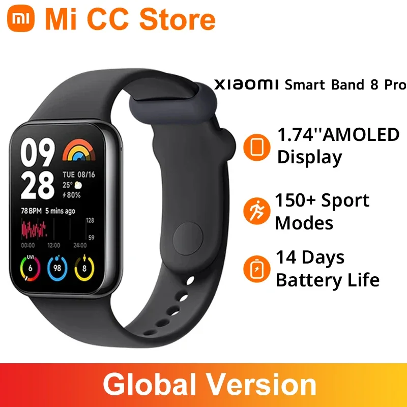 Global Version Xiaomi Smart Band 8 Pro 1.74″ AMOLED Display Support GPS 150+ Sport Mode Blood Oxygen Heart Rate Monitor BT 5.3