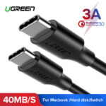 Ugreen 60W USB C to USB Type-C Cable for Huawei Mate 20 PD QC 4.0 Fast Charge Data Cable for Macbook Samsung S9 Plus USB C Cable