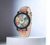 Unisex Wood Grain Quartz Watch with Colorful Dial Analog Watch – New