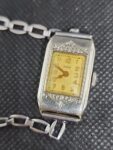 Elgin Antique Vintage Art Deco Rectangular Watch – 12K White Gold Filled, Works