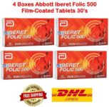 4 Boxes Abbott Iberet Folic 500 Film-Coated Tablets 30’s Free Shipping