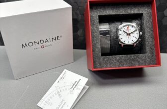 MONDAINE MEN’S MSL.41410.LBV.SET GRAND CUSHION WATCH