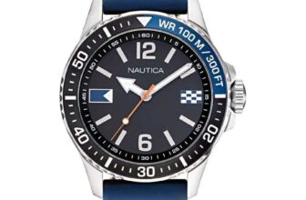 Men’s Nautica Freeboard 44mm Steel Case blue Silicone Band Watch NAPFRB920