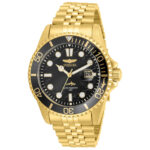 Invicta Men’s Watch Pro Diver Quartz Black Dial Yellow Gold Steel Bracelet 30614