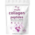 Multi Collagen Peptides Powder 2 lb Hydrolyzed Protein Peptide Type I,II,III,V,X