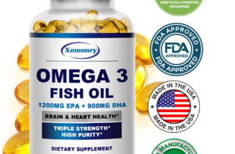 Omega 3 Fish Oil Capsules 6330mg – EPA & DHA – 3x Strength, Brain & Eye Health