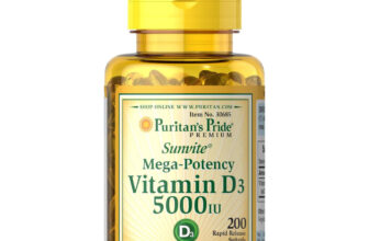 VITAMIN D3 Mega Potency PURITANS PRIDE 5000 IU Immune Supplement 200 Softgels US