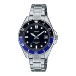 CASIO MDV-10D-1A2 BLACK/BLUE MIDSIZE QUARTZ ANALOG WATCH