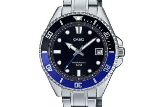 CASIO MDV-10D-1A2 BLACK/BLUE MIDSIZE QUARTZ ANALOG WATCH