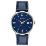 Bulova Men’s Aerojet Classic Calendar Quartz Blue Leather Watch 39MM 96B293