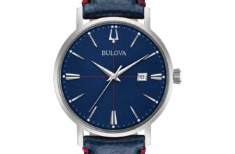 Bulova Men’s Aerojet Classic Calendar Quartz Blue Leather Watch 39MM 96B293