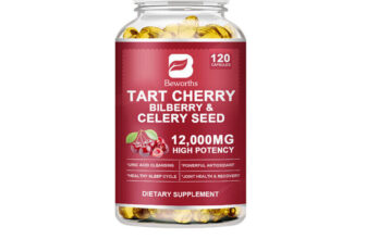 Tart Cherry Bilberry & Celery 1200mg – Muscle Recovery, Uric Acid Cleanse 120ca