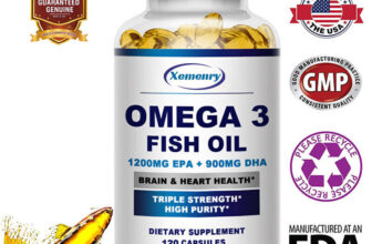 Omega 3 Fish Oil – EPA, DHA – Support Brain, Skin, Eye, Joint and Heart Health