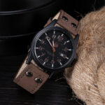 Men’s Military Leather Date Quartz Analog Army Casual Dress Wrist Watches