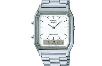 CASIO AQ-230A-7D Retro Vintage White Dual time Stainless Steel Band Watch AQ230A