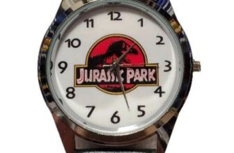 Jurassic Park Logo Leather Band Wrist Watch