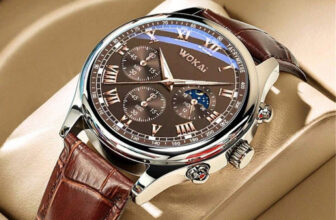 Mens Watch Brown Leather Strap Band Analog Quartz Watches Casual New Decorative