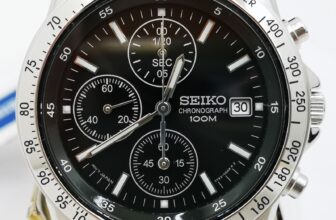 SEIKO Chronograph SND367PC Black Silver Men’s Watch New in Box