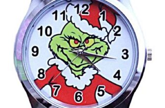 Grinch Christmas Villain Black Leather Band Wrist Watch