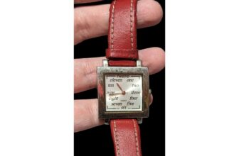 Retro Red Leather Square Face Analog Watch